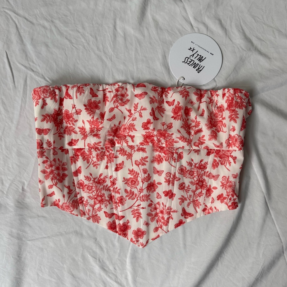 Princess Polly Red Floral Crop Top